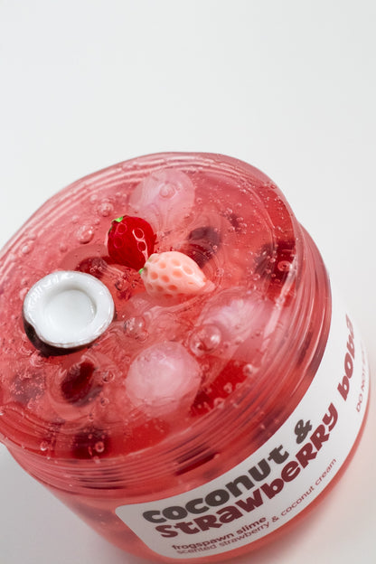 Coconut & Strawberry Boba Slime