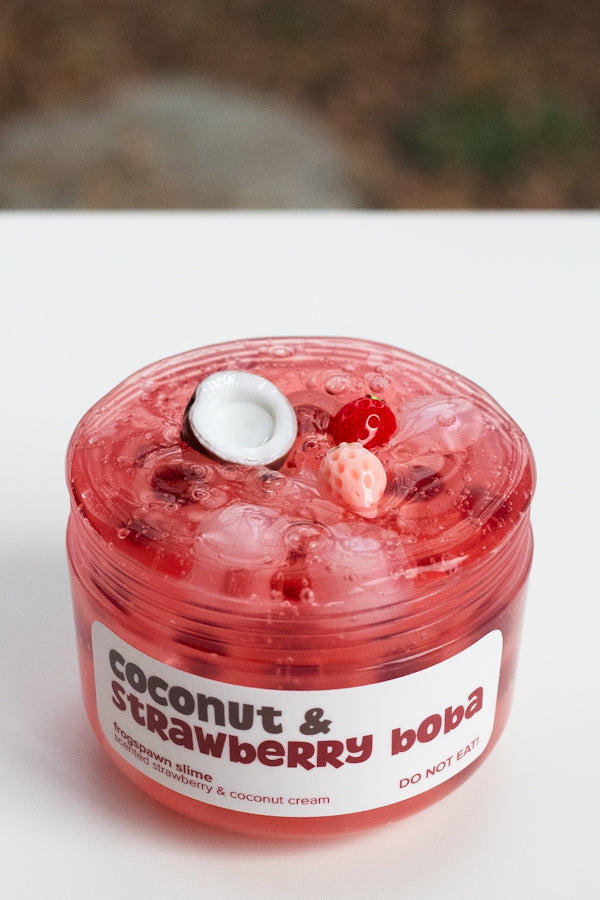 Coconut & Strawberry Boba Slime